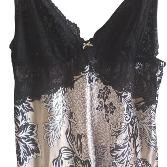 Linea Donatella Floral Chemise Beige Black Womens Large - Picture 4 of 5